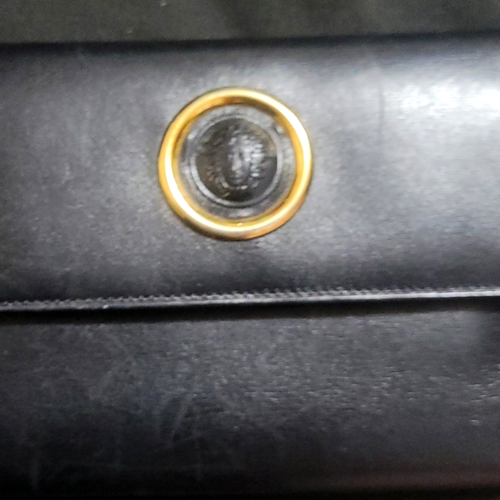 Gianni Versace Medusa logo black leather wallet